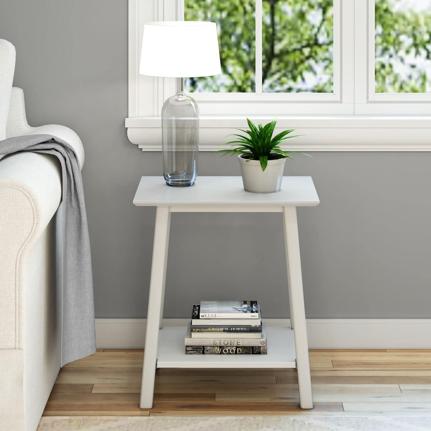 Plank+Beam Nightstand, Solid Wood Mid-Century Modern Bedside Table for Bedroom