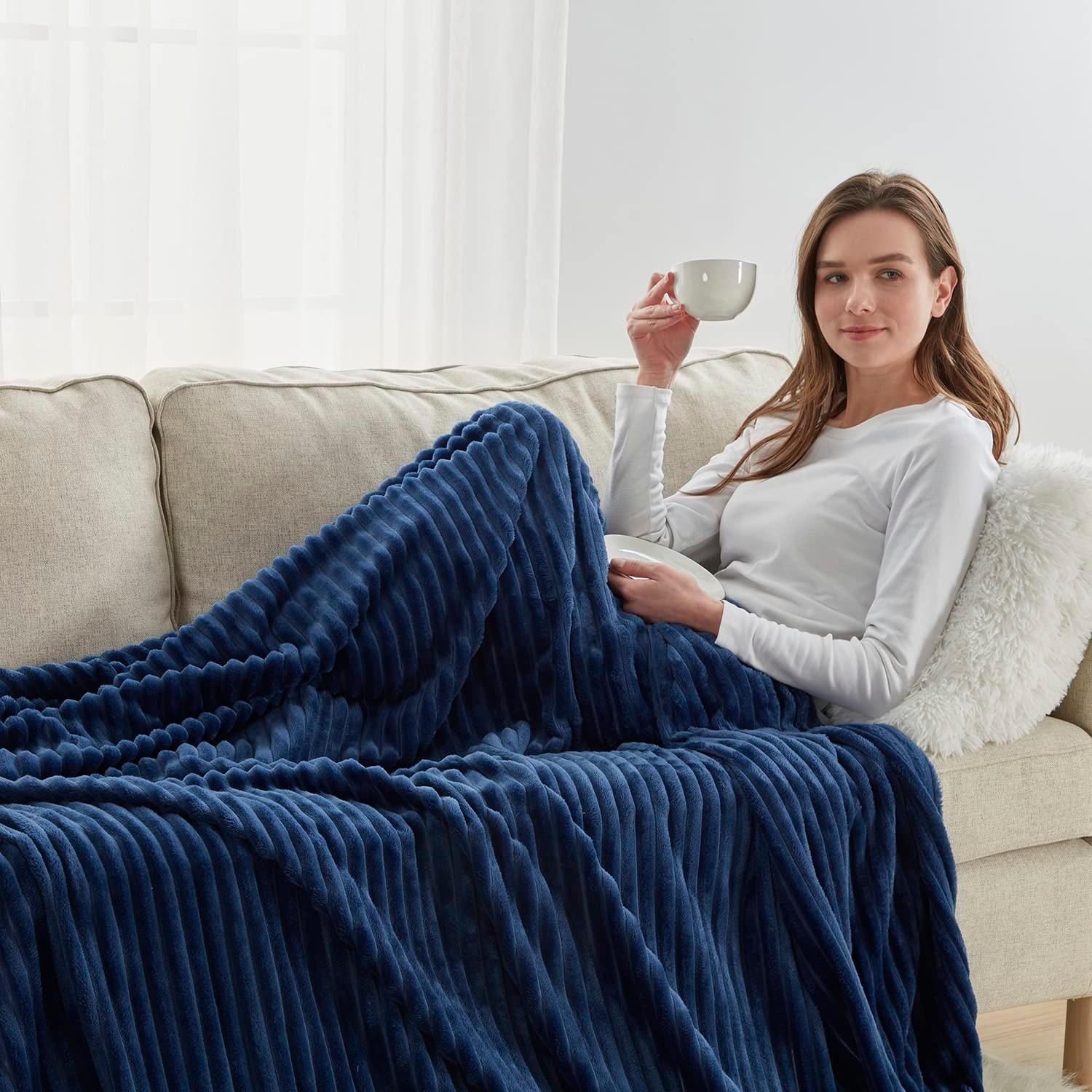 Nestl Nestl Cut Plush Cozy Throw Blanket - Fuzzy Warm Fleece Bed Blankets - Throws for Sofa, Bed, and Couch
