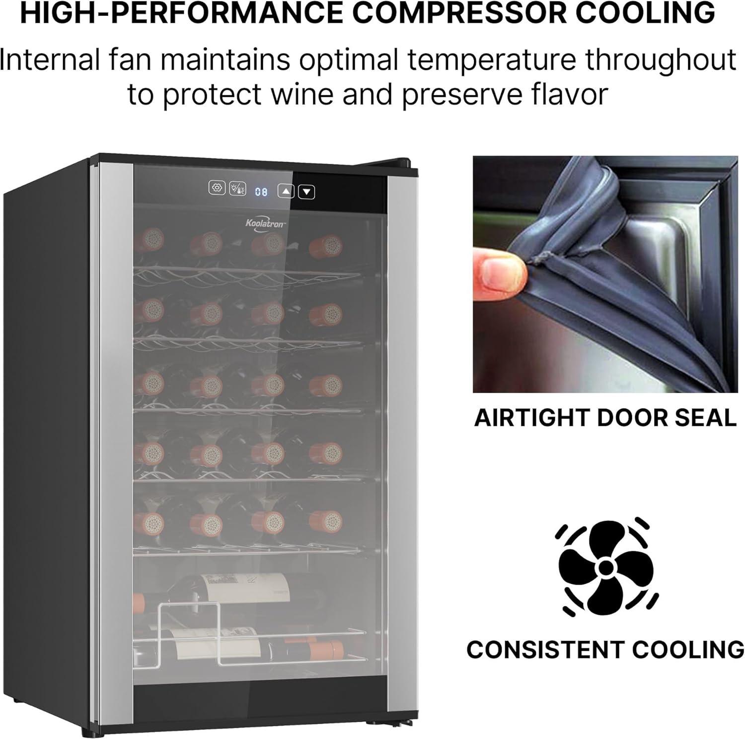 24 Bottle Dual Zone Wine Cooler, Black, 2.4 cu. ft. (68L) Freestanding Wine Fridge