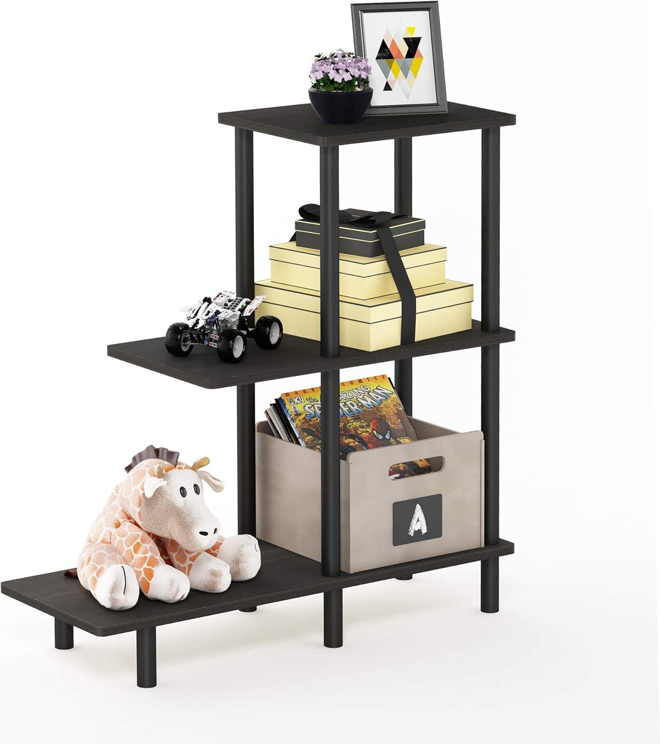 18127EX-BK Turn-N-Tube 3-Tier Sofa Side Table, Espresso & Black - 31.5 x 25.63 x 11.61 in.