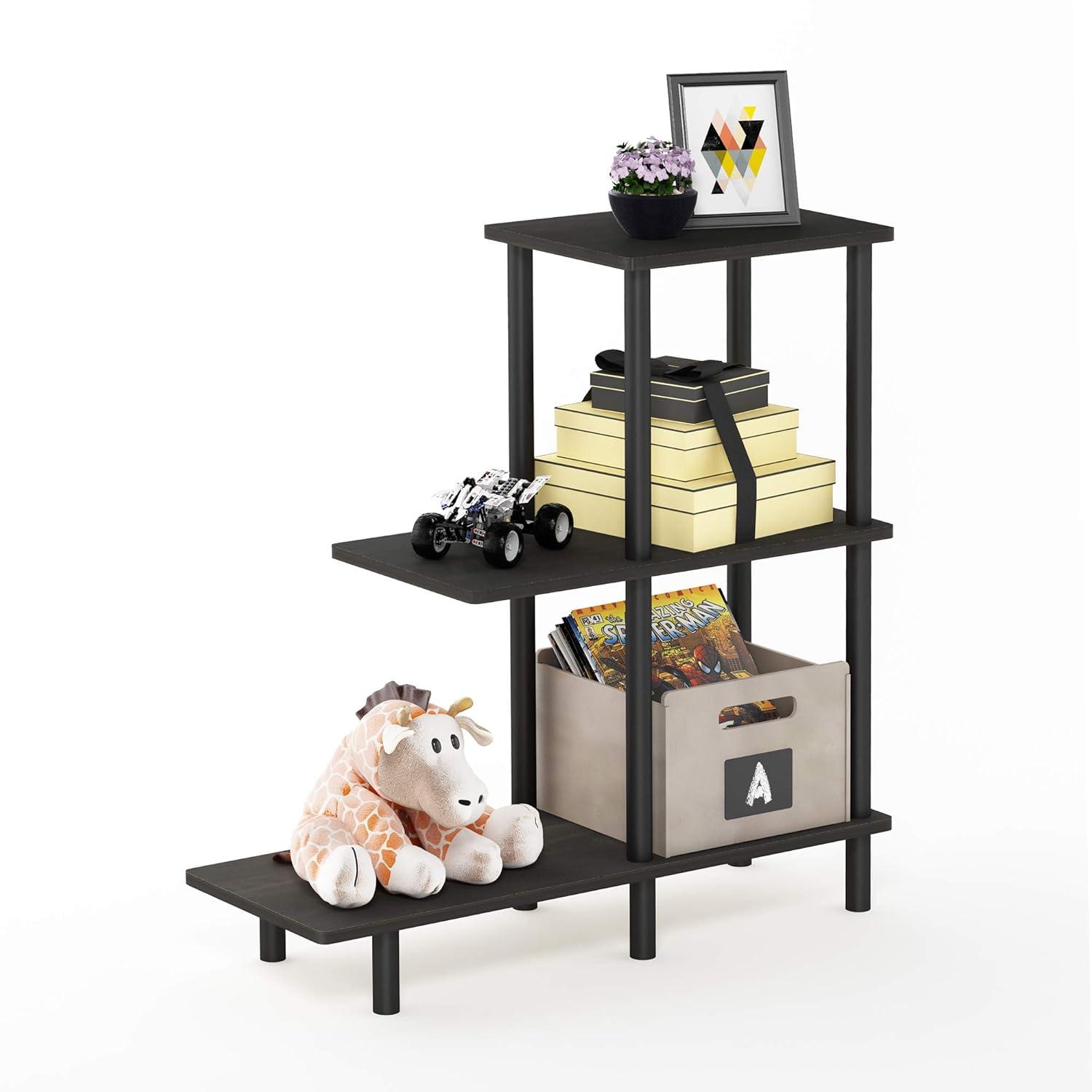 18127EX-BK Turn-N-Tube 3-Tier Sofa Side Table, Espresso & Black - 31.5 x 25.63 x 11.61 in.
