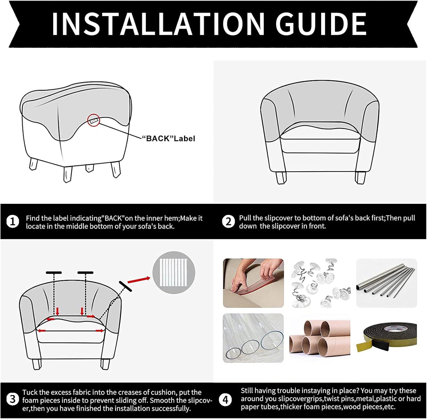 NILUOH Club Chair Slipcover, Tub Chair Cover, Stretch Armchair Covers, Sofa Cover Furniture Protector for Living Room (Grey)