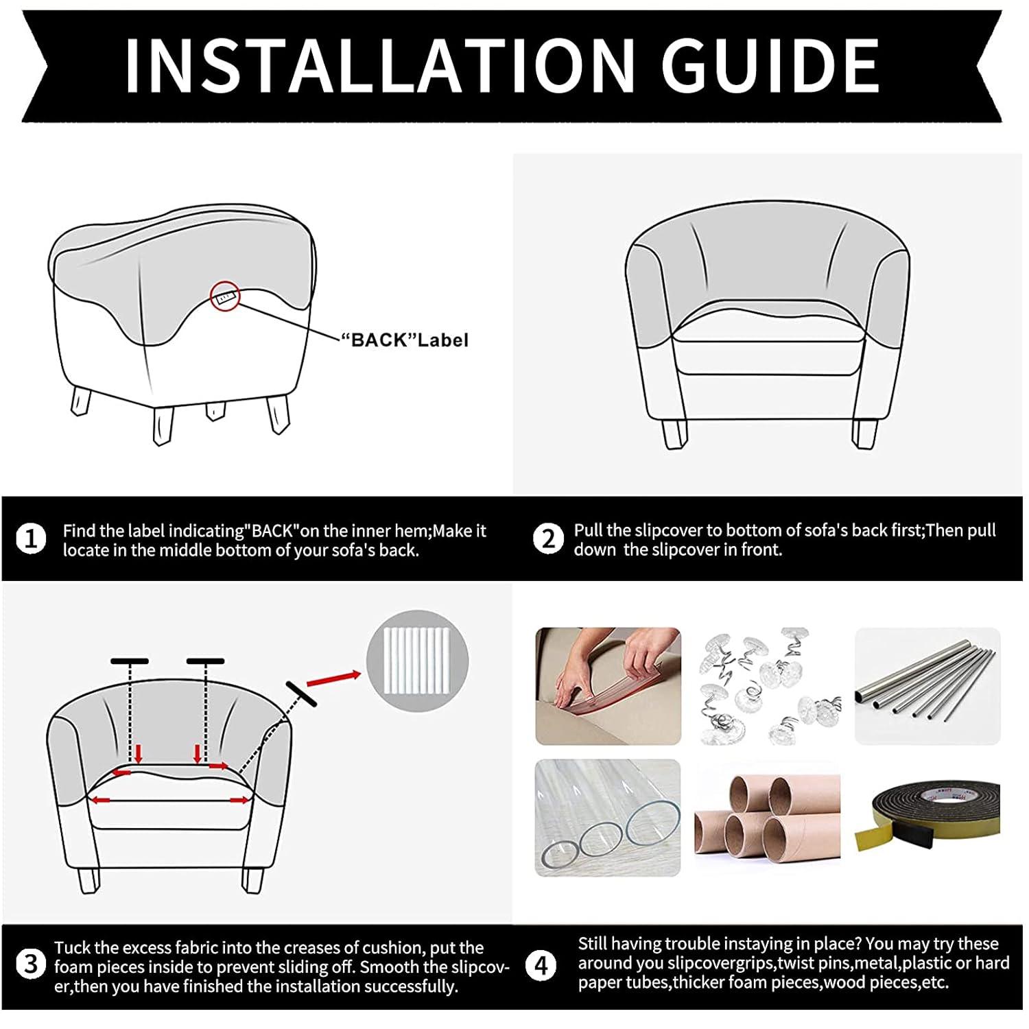 NILUOH Club Chair Slipcover, Tub Chair Cover, Stretch Armchair Covers, Sofa Cover Furniture Protector for Living Room (Grey)