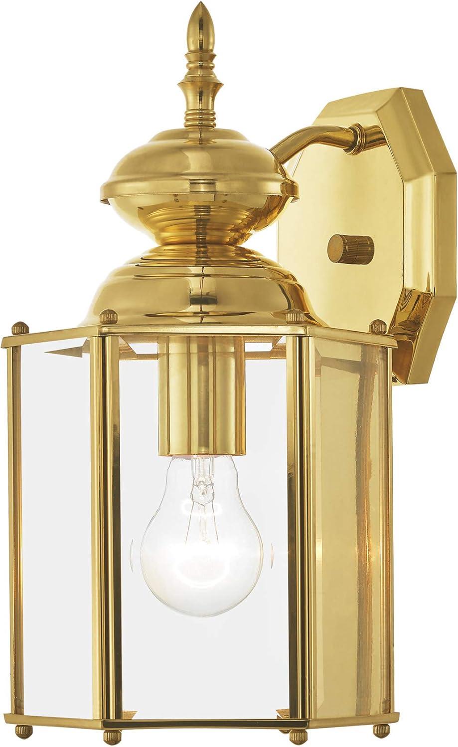 Elegant Polished Brass Lantern Sconce with Clear Beveled Glass