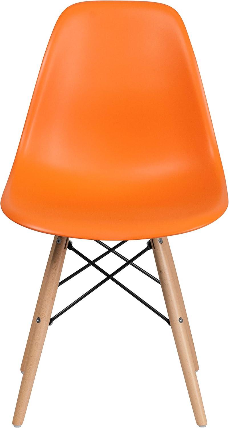 Flash Furniture Elon Series Plastic Chair with Wooden Legs for Versatile Kitchen, Dining Room, Living Room, Library or Desk Use