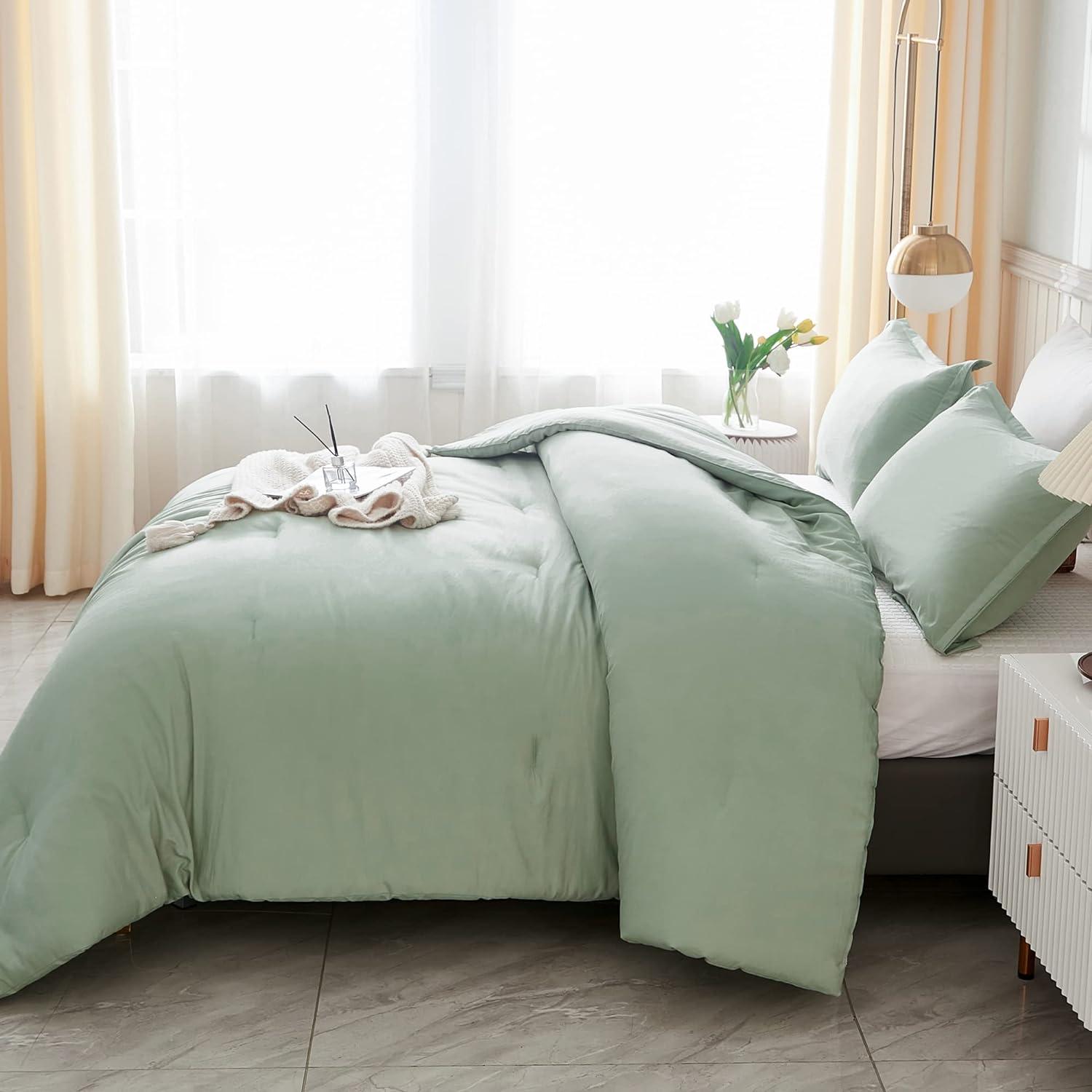 Solid Bedding Set Sage Green - 3 Piece - King