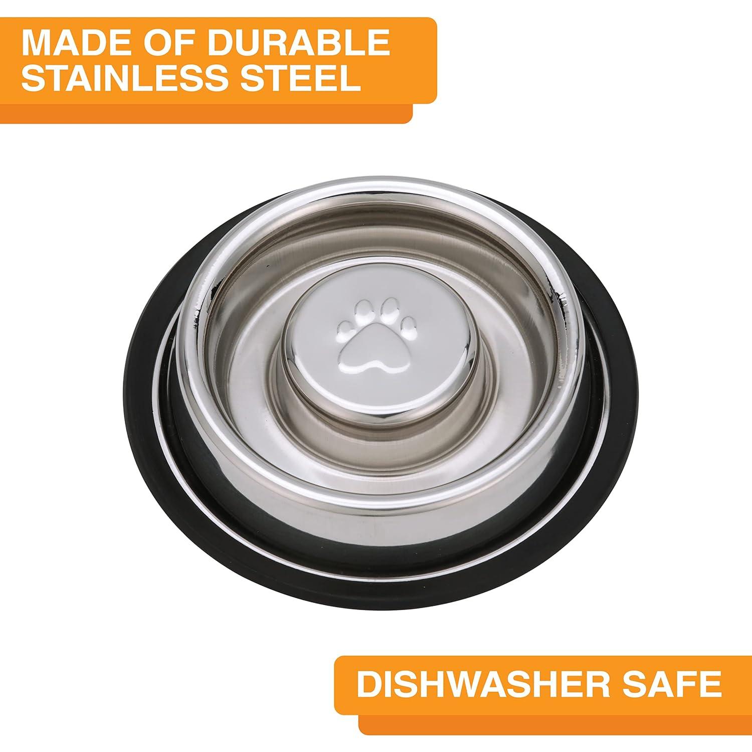 Neater Pets Stainless Steel Non-Tip Slow Feed Bowl - Improves Digestion, Stops Obesity, and Slows Down Eating, 3/4 Cup