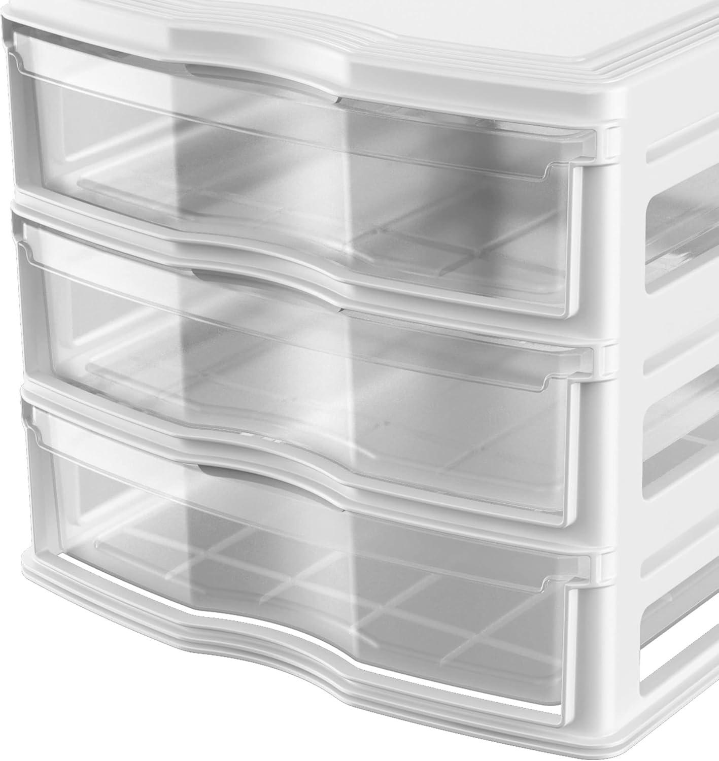 Life Story 3 Drawer Stackable Shelf Organizer Plastic Storage Drawers for Bathroom Storage, Make Up, Or Pantry Organization, Black