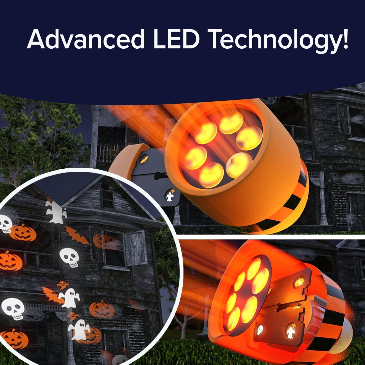 Orange LED Halloween Projector with Multi-Color Slides