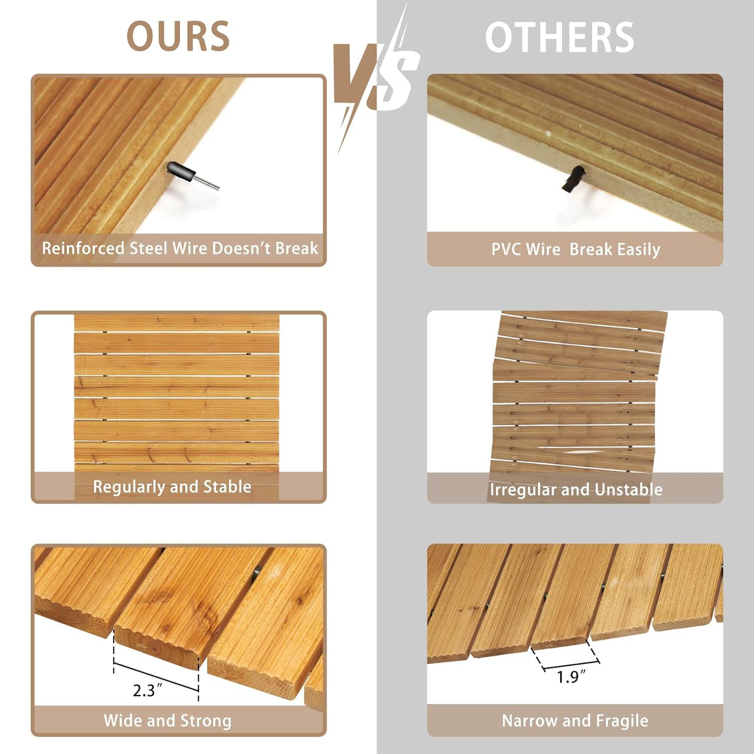 LINSHRY 12FT Wooden Garden Pathway, Outdoor Roll Out Decorative Garden Walkway, Weather-Resistant Non-Slip Hardwood Pathway for Backyard, Beach, Wedding Party Paths