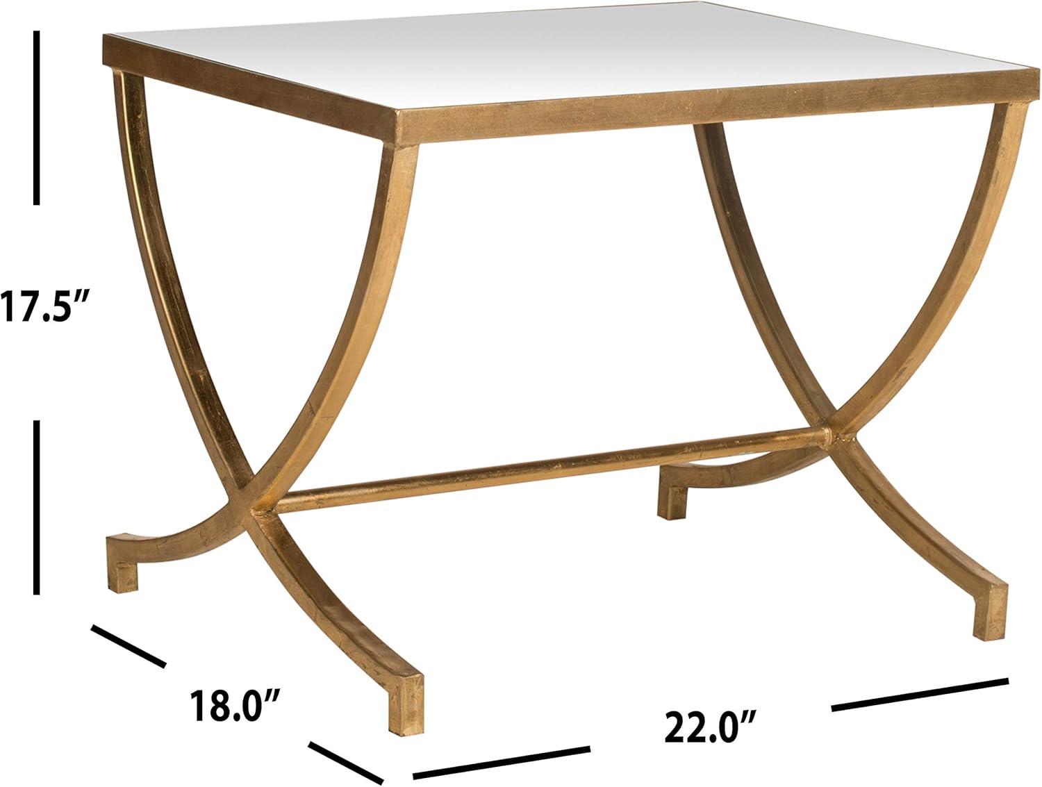 Elegant Gold Leaf Mirrored Rectangular Accent Table