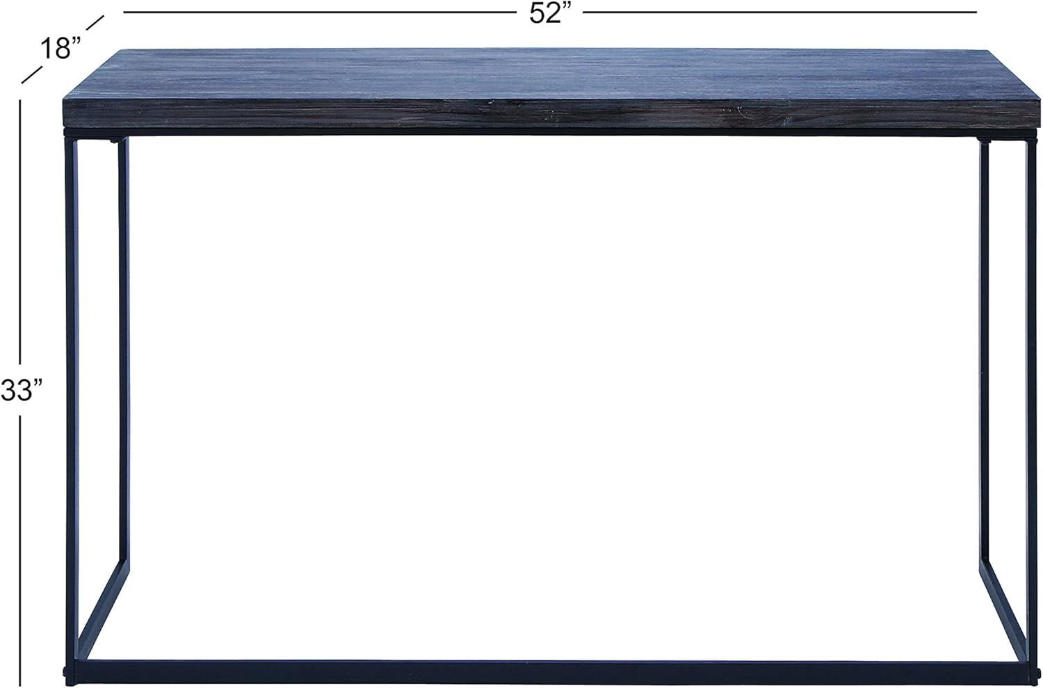 Union Rustic Corneau Wood Minimalistic Dark Brown Console Table with Black Metal Legs