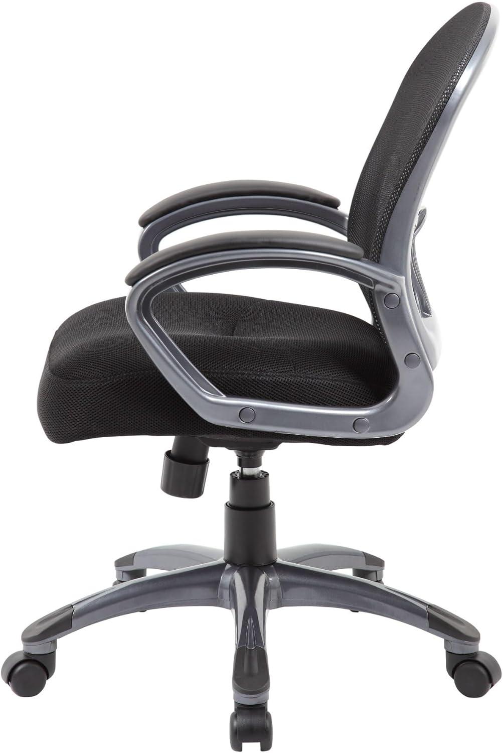 Ergonomic Mesh Task Chair Black - Boss: Swivel, Lumbar Support, Adjustable Height