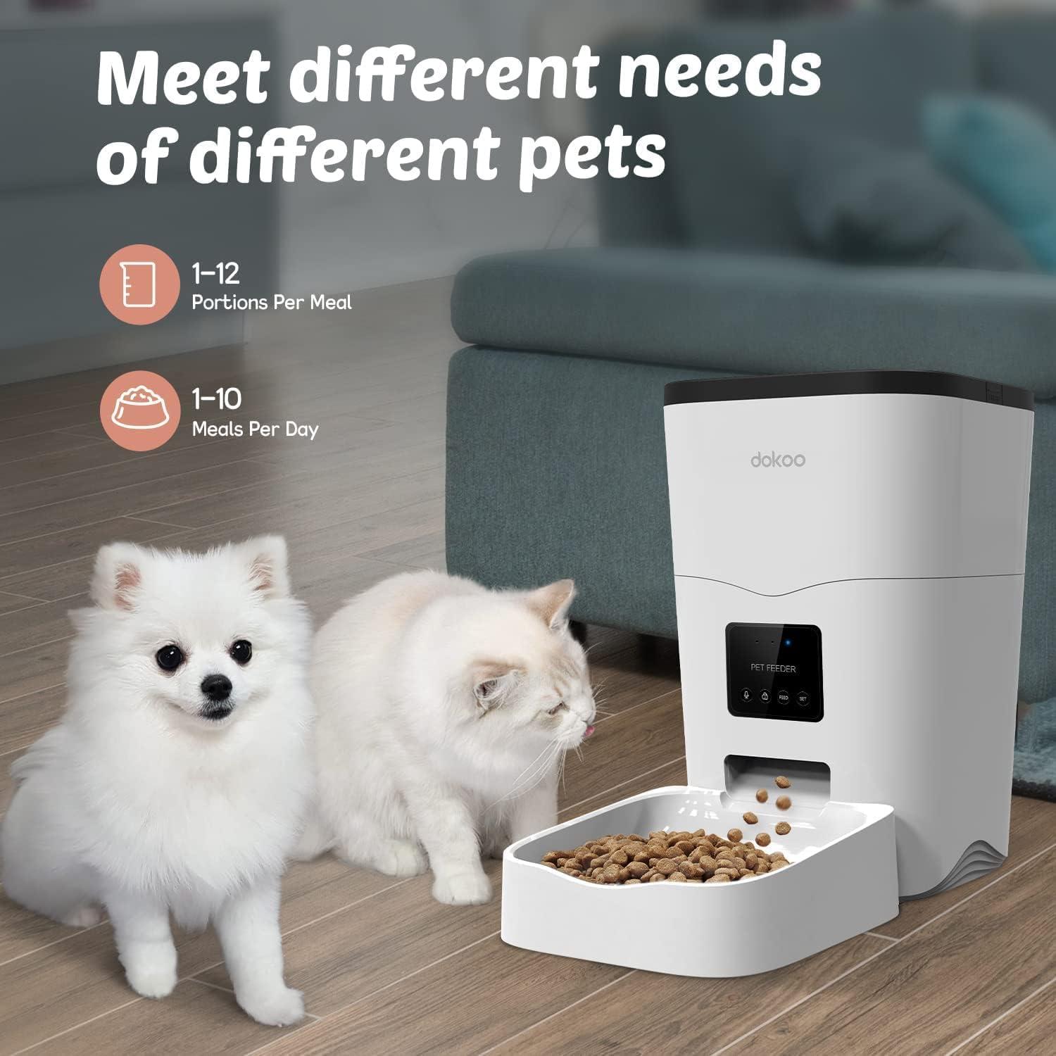 White Automatic WiFi Pet Feeder with Voice Recording