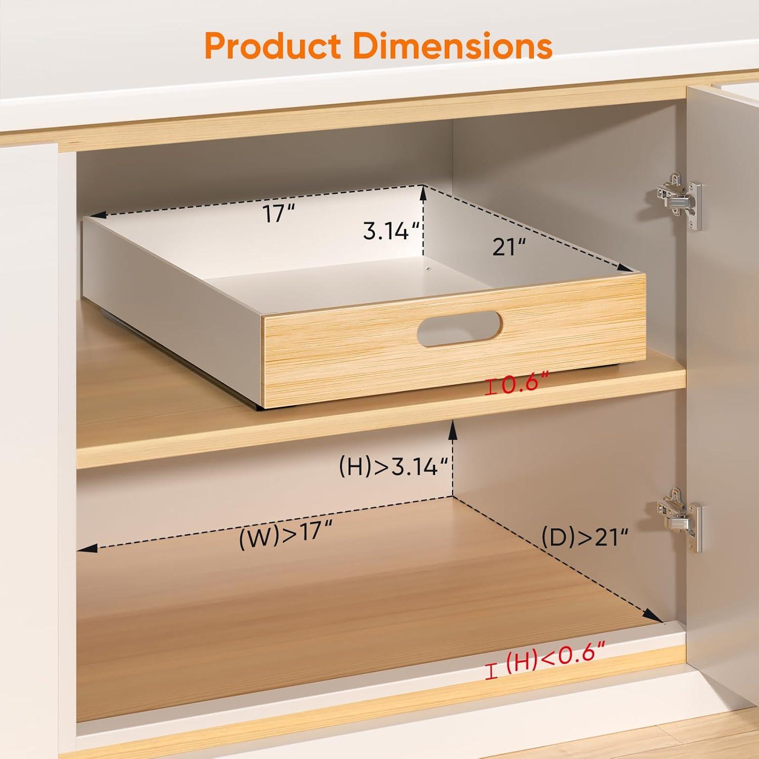 Pull Out Drawer for Cabinet, Metal Slide Out Shelf Fixed with Adhesive Nano Film, 1 PCS Multi-Purpose Cabinet Organizer for Kitchen, Pantry and Office, X-Large