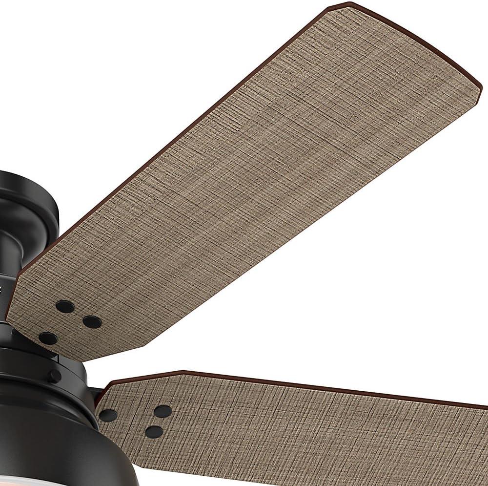 Matte Black 52" Low Profile Industrial Ceiling Fan with LED Lighting