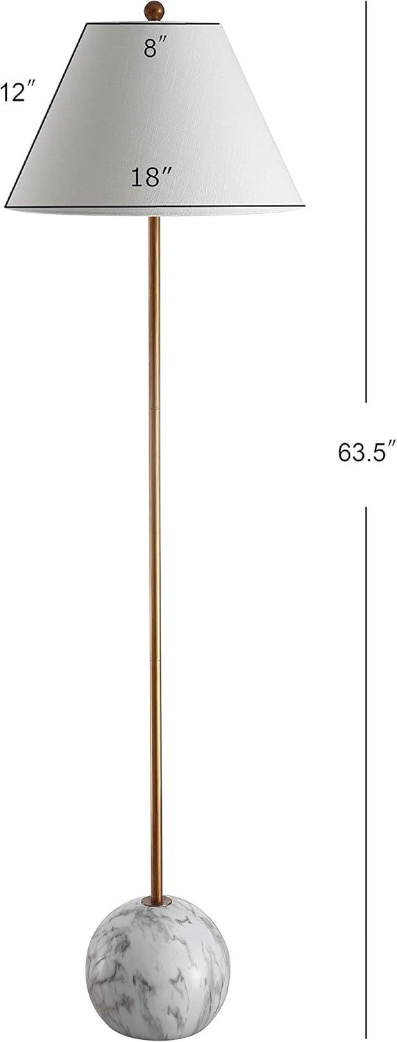 Miami 63.5" Minimalist Resin/Metal LED Floor Lamp, Gold/White by JONATHAN Y