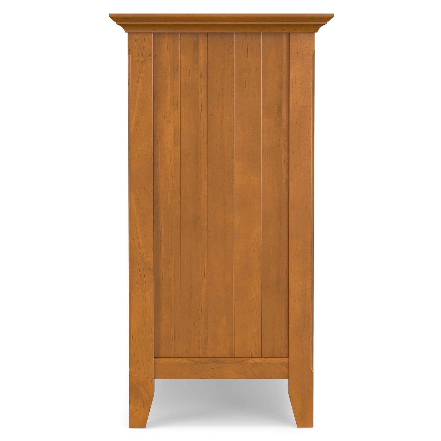 Simpli Home Acadian 62"W Solid Wood 3-Shelf Storage Cabinet with Tempered Glass Doors and Adjustable Shelves
