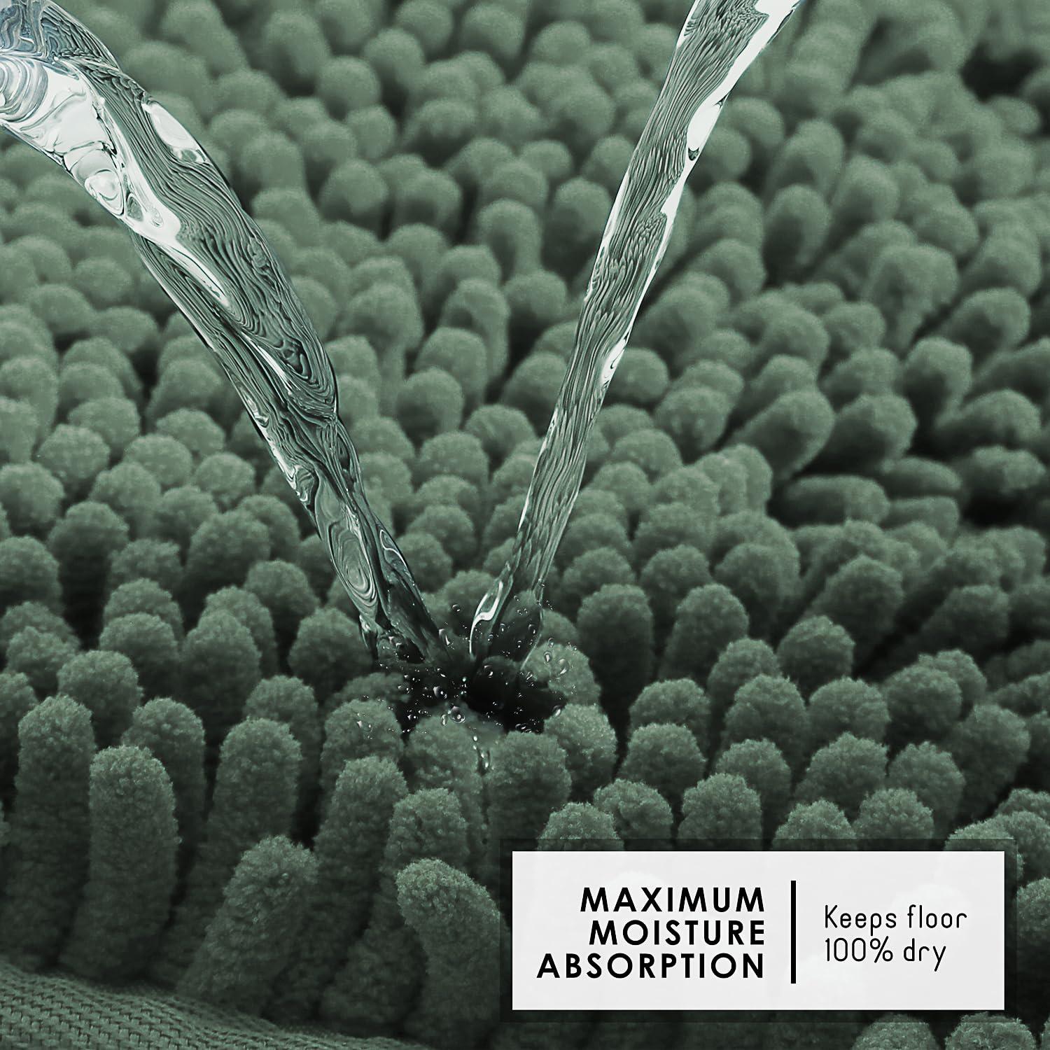 Hearth & Harbor Bathroom Rugs, Chenille Bath Mat - Hunter Green Bath Rug, 26x44