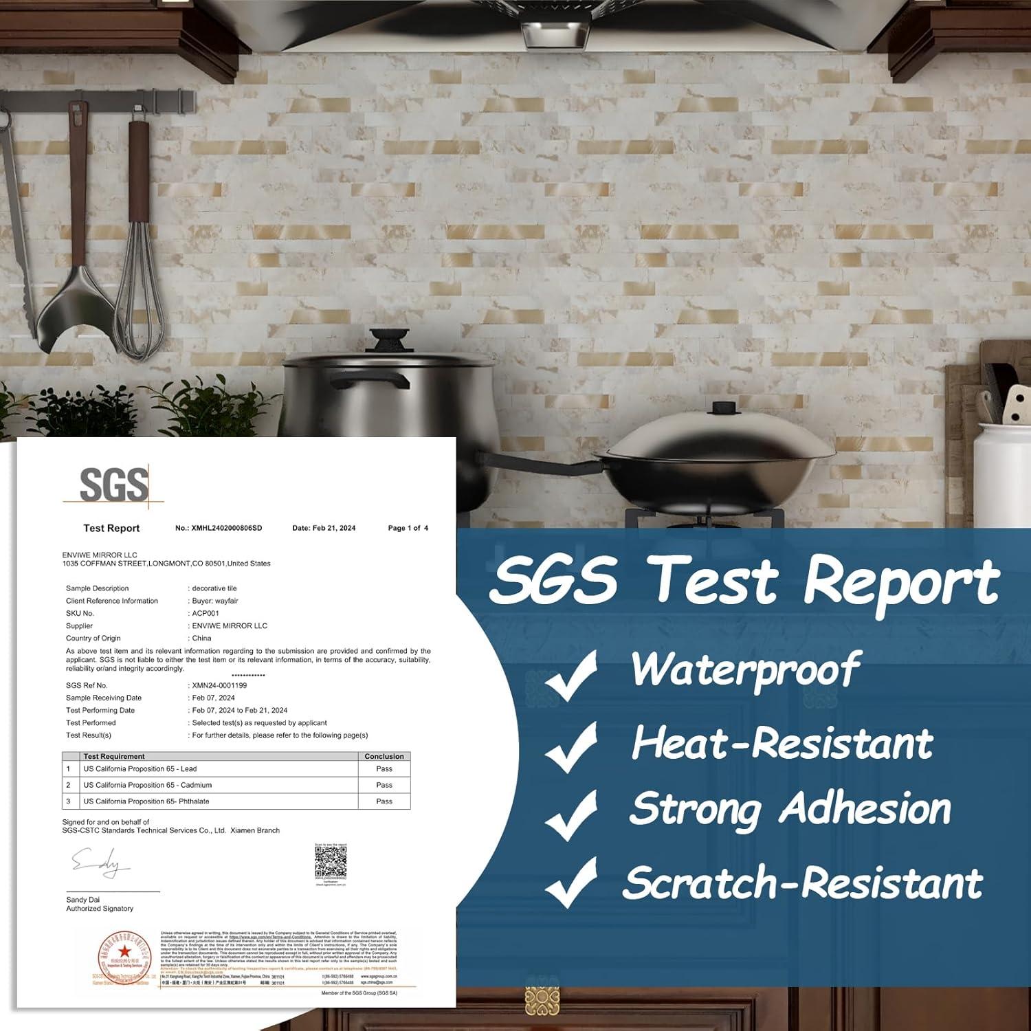 10-Pack Peel and Stick Tile Backsplash 12"X12" PVC Wall Tiles, Stick on Backsplash for Kitchen, Bathroom Tile, Fireplace Décor, Laundry Table, Stair Decals in Cala Golden