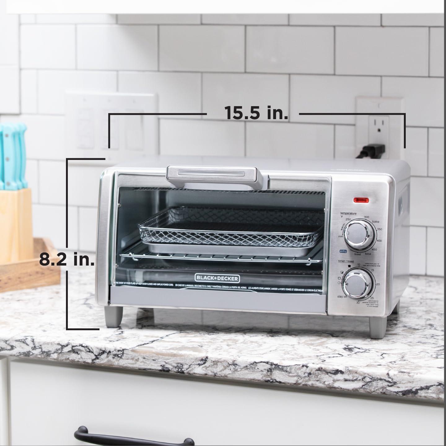 BLACK+DECKER BLACK+DECKER 4-Slice Crisp N Bake Air Fry Toaster Oven, TO1787SS, 5 Cooking Functions, 30 Minute Timer, Stainless Steel