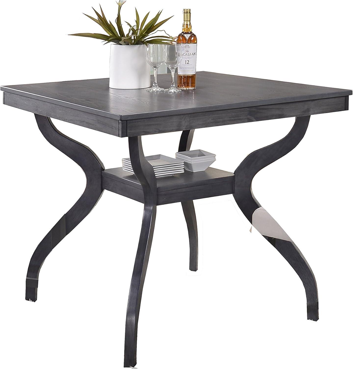 Gray Wood Counter Height Dining Table with Curved Legs