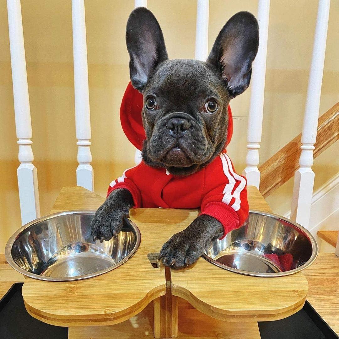 Large Elevated Bamboo and Stainless Steel Dog Feeder