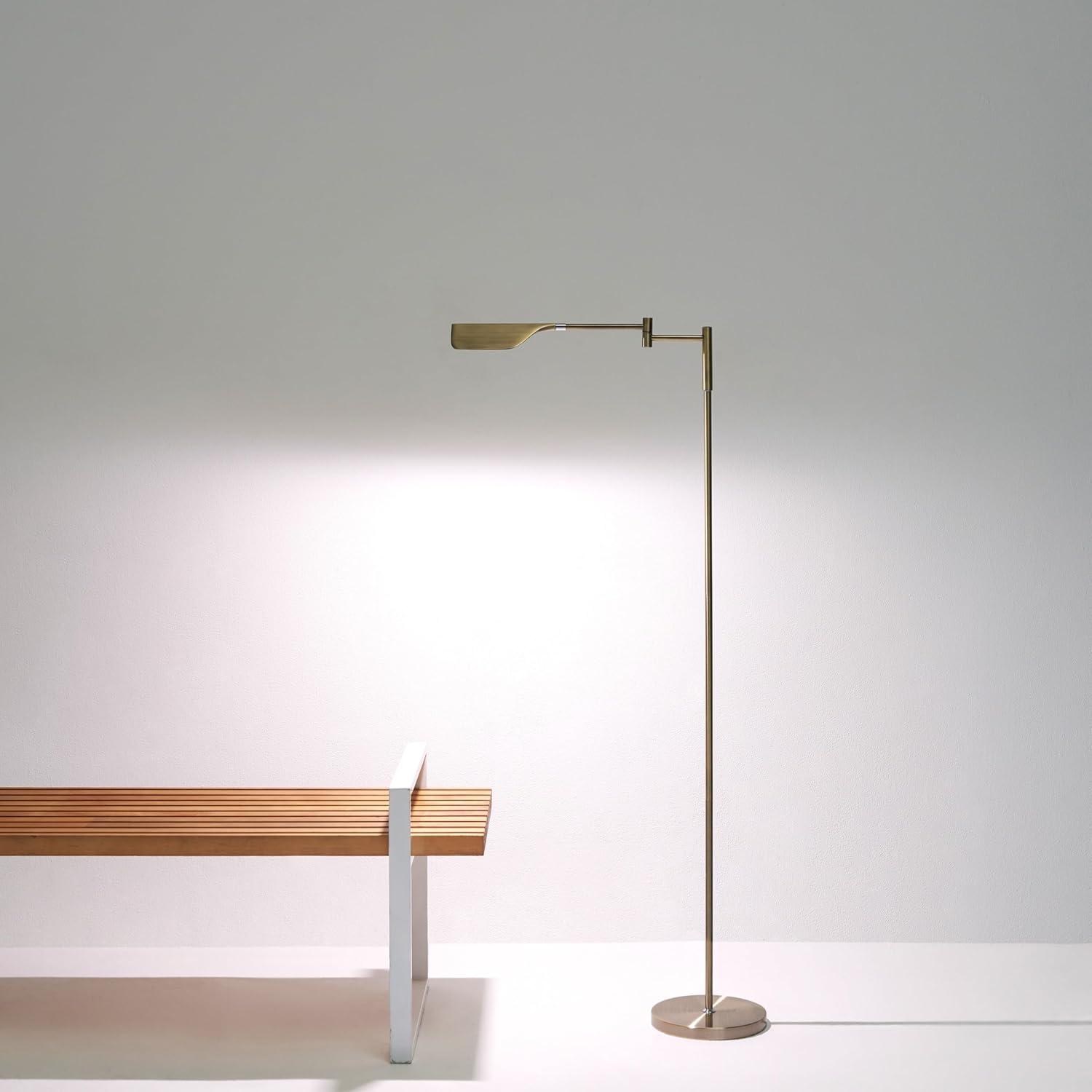 Leaf 53 in. Industrial 1-Light 3-Way Dimming LED Task Floor Lamp with Metal Empire Shade