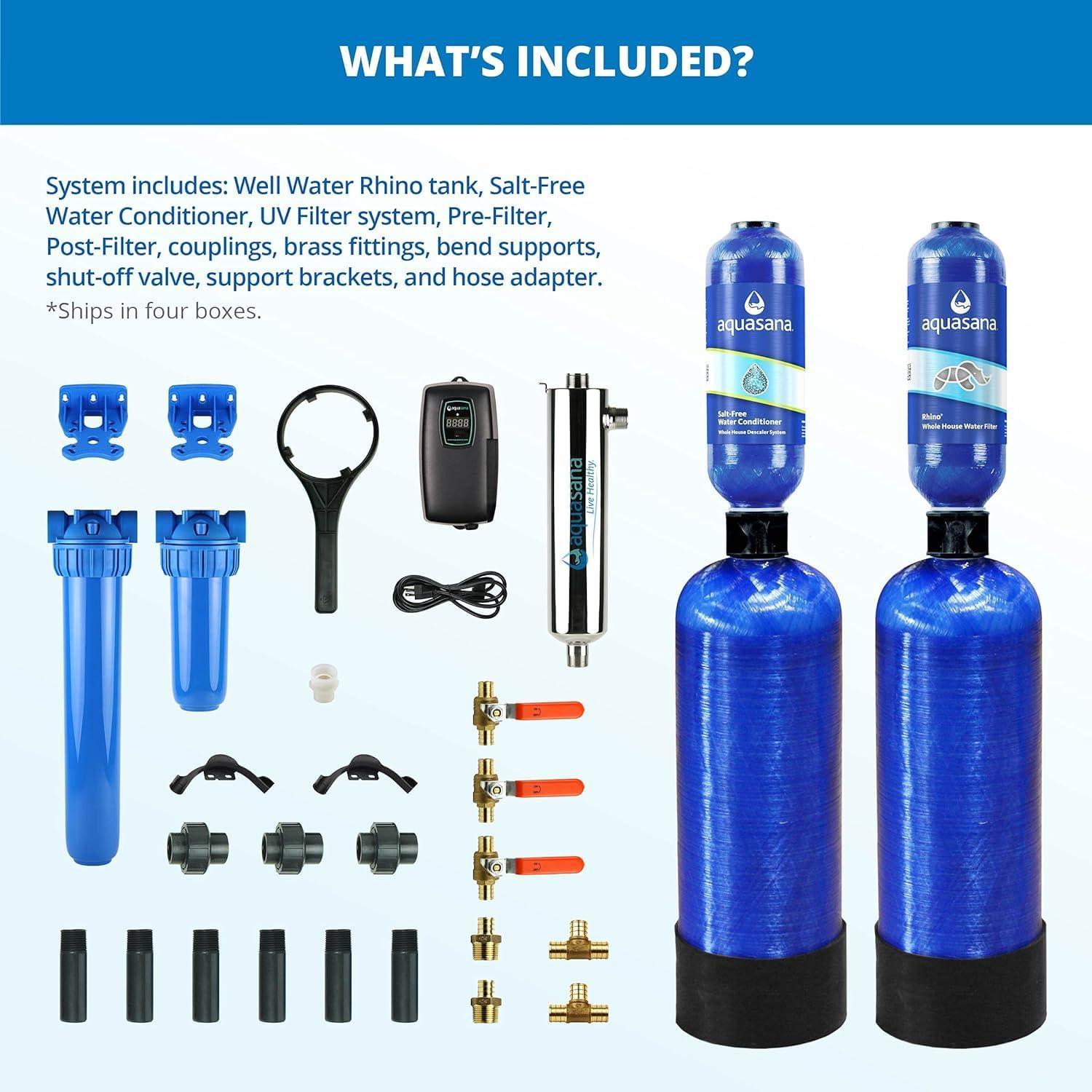 Aquasana Whole House Well Water Filter System - Water Softener Alternative w/ UV Purifier - EQ-WELL-UV-PRO-AST