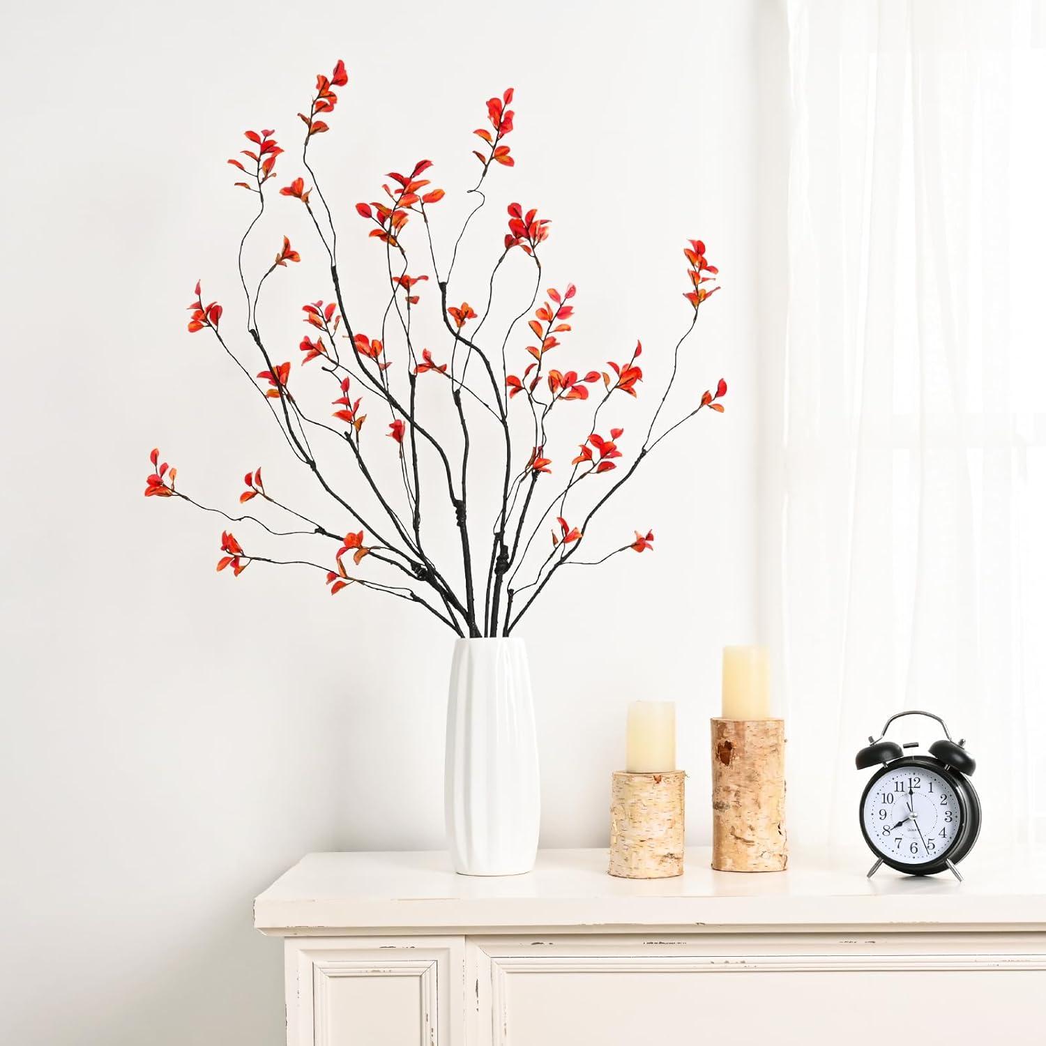 3pcs Artificial Ficus Branches - Lifelike Greenery for Vase | Faux Eucalyptus Banyan Twig Plants for Home, Wedding & Office Decor -