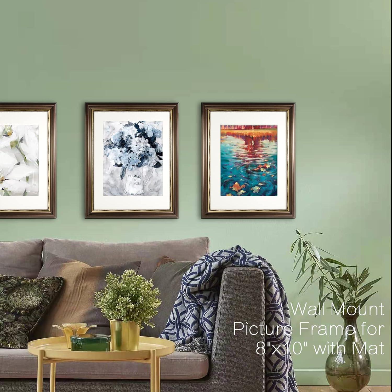 4x6 Picture frames set of 2, Photo frames 4x6 with Real Glass, Tabletop Display & Wall Mount, Brown with Gold Bead