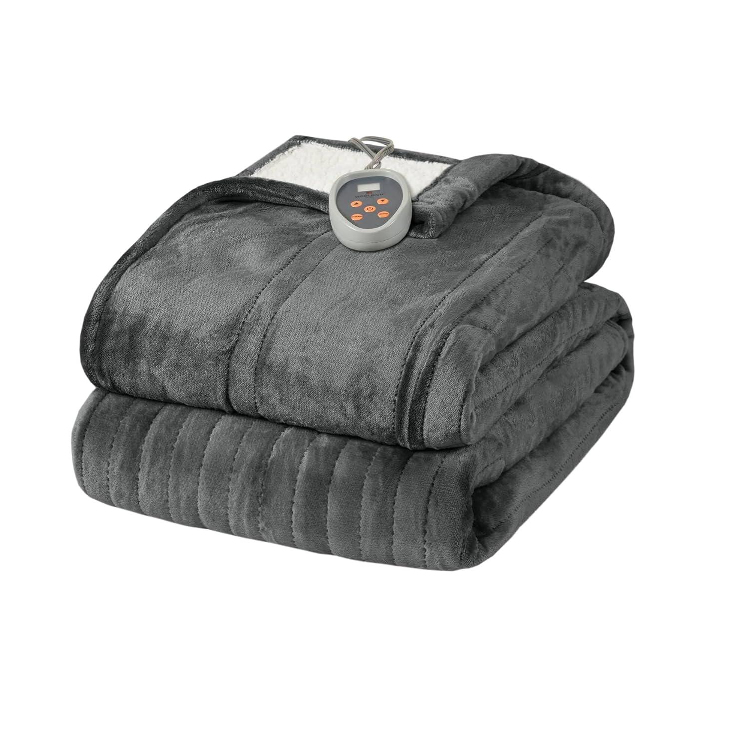 Woolrich Woolrich Heated Plush to Berber Grey Blanket Full