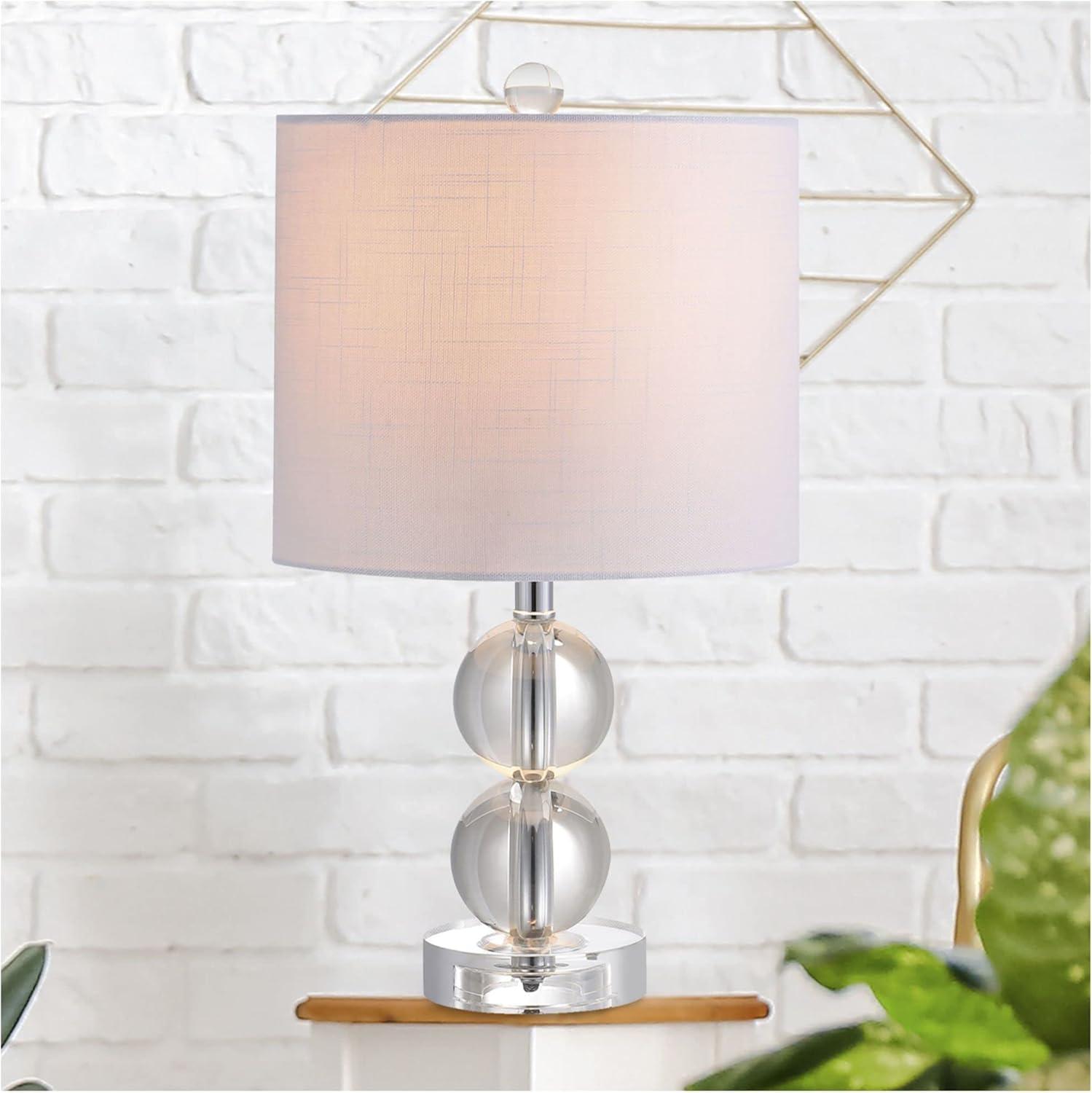 Brooklyn 17.5" Clear Crystal LED Table Lamp with White Shade