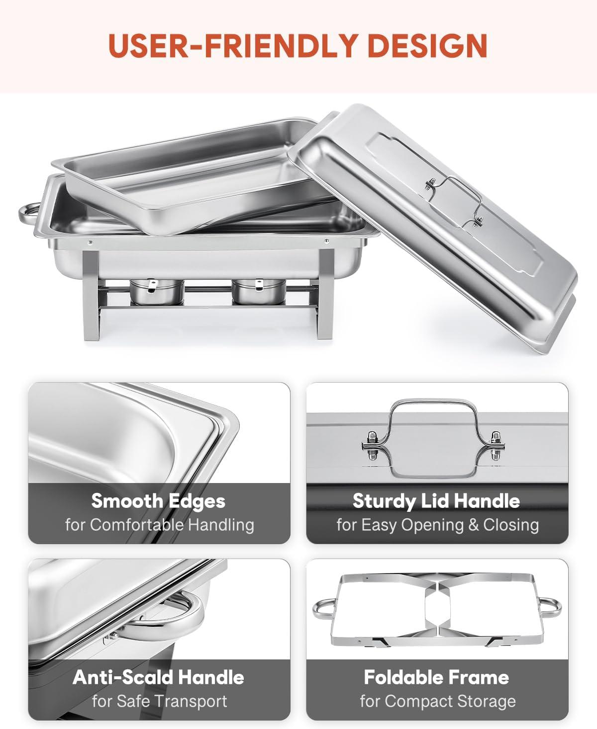 The Party Aisle™ Stainless Steel 5 Quarts Round Chafing Dish (Set of 2)