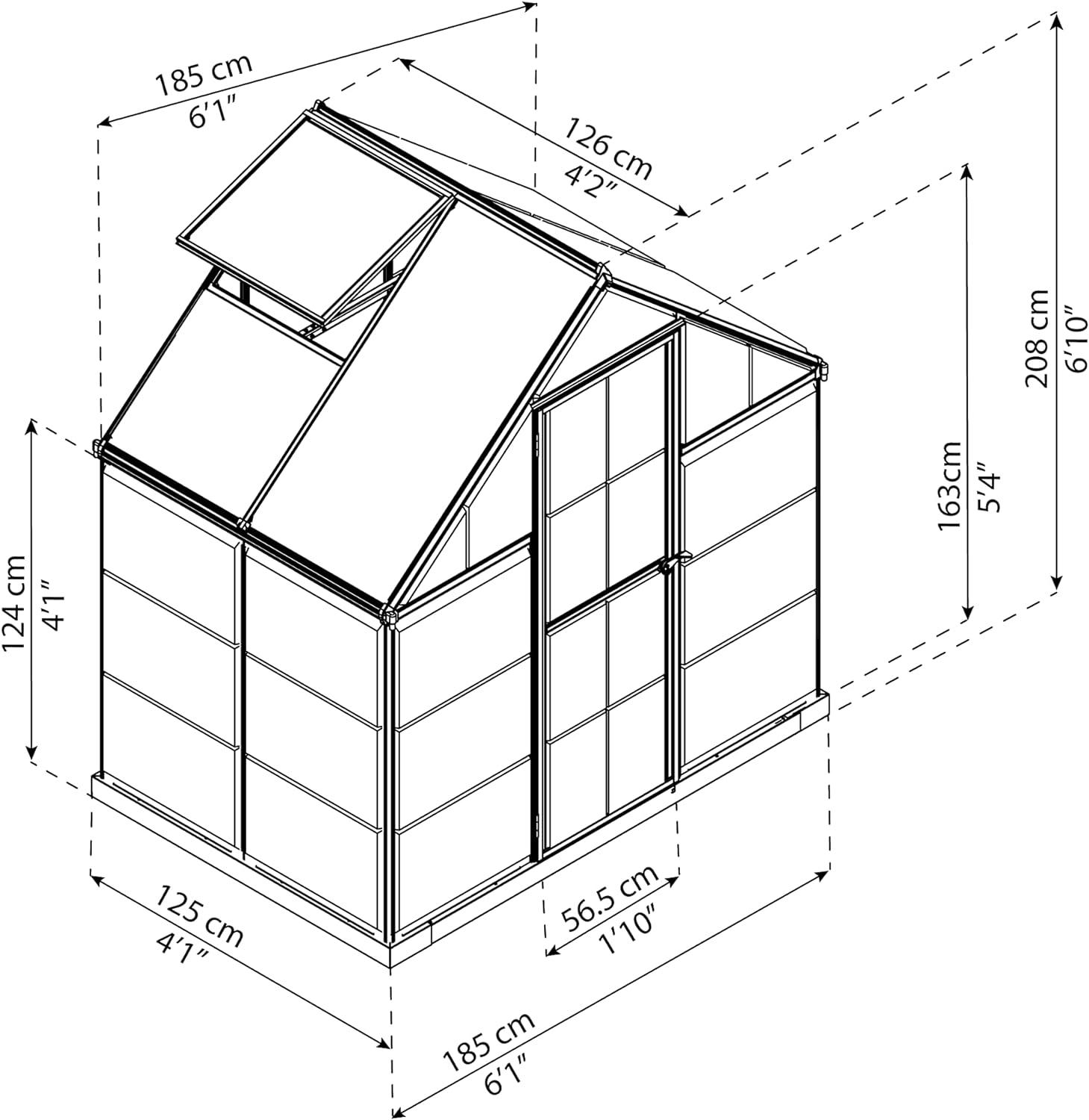 Palram - Canopia Hybrid 6' x 4' Polycarbonate/Aluminum Walk-In Greenhouse – Green - with Roof Vent