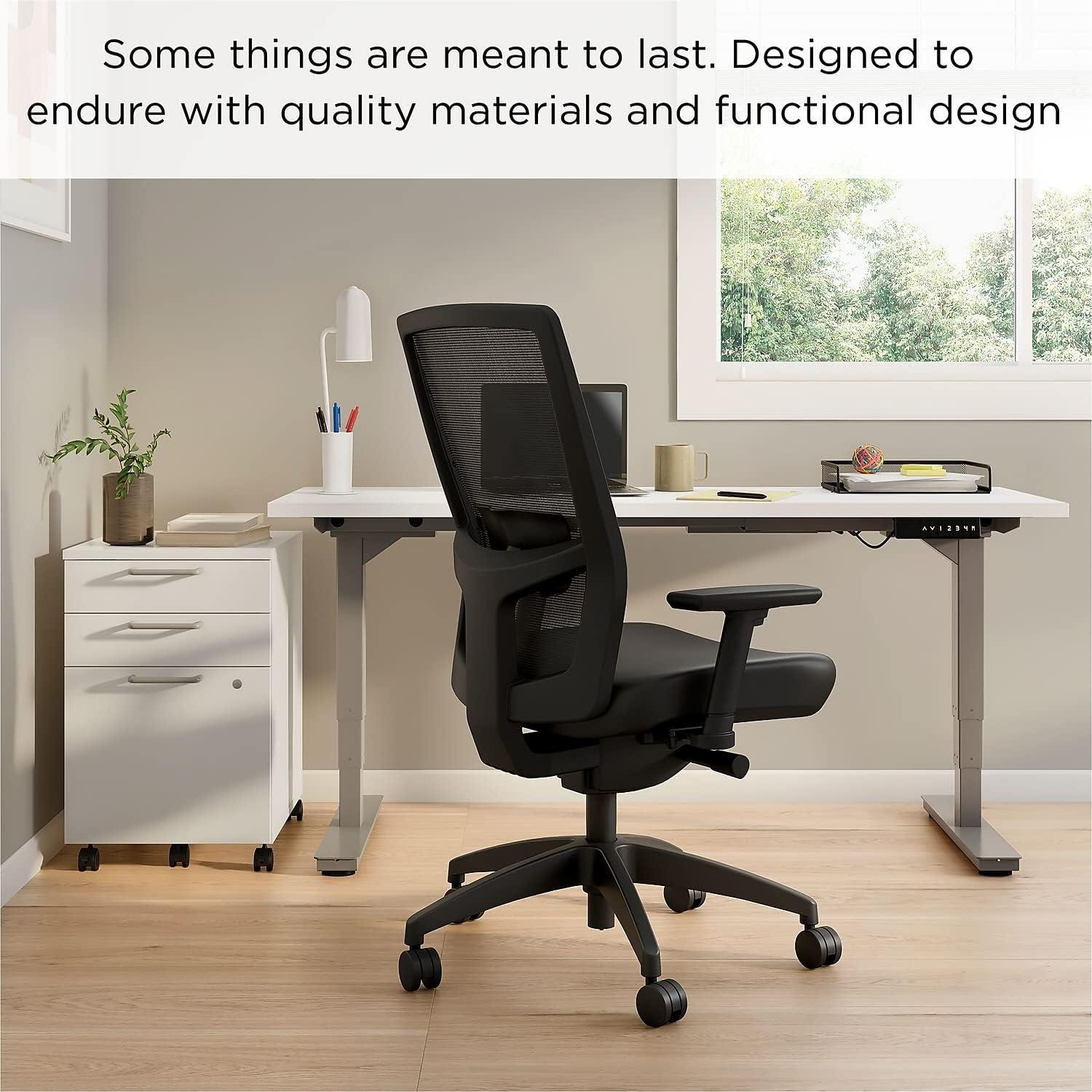 Staples Workplace Series 500 Vinyl & Mesh Task Chair Black Adj Lumbar 2D Arms 2846129