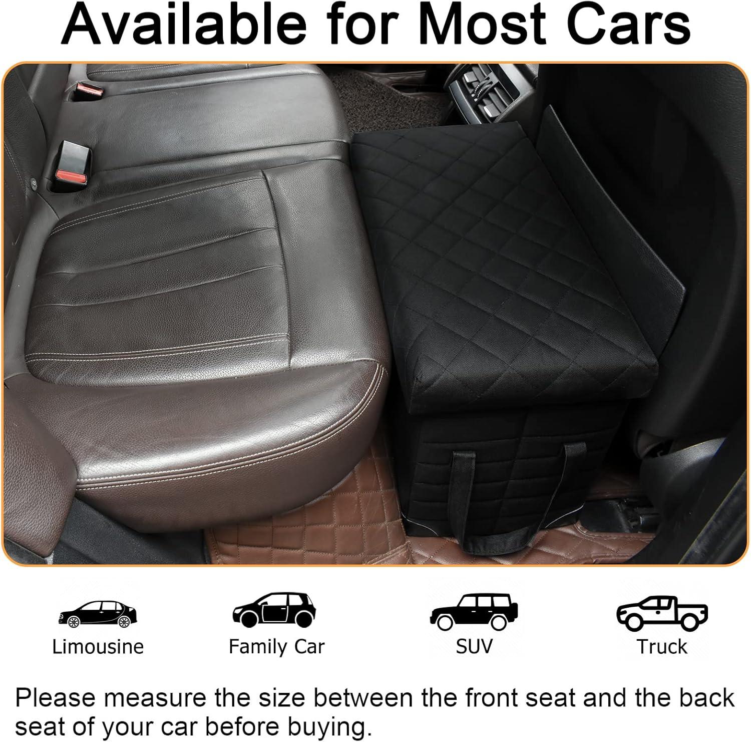 Large Black Rolling Dog Car Seat Extender with Storage
