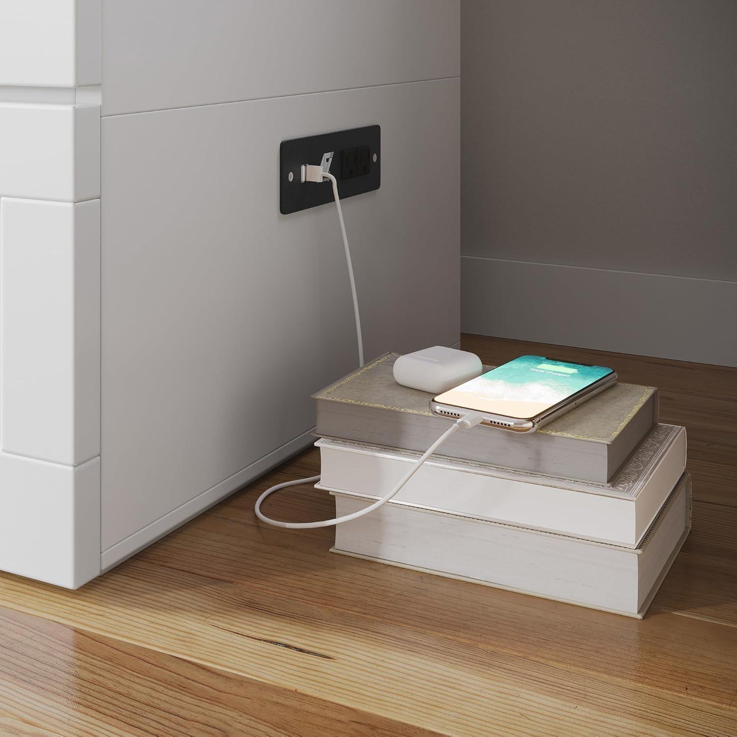 AFI Hamilton Full Solid Wood Murphy Bed Chest with Built-In Charger in White