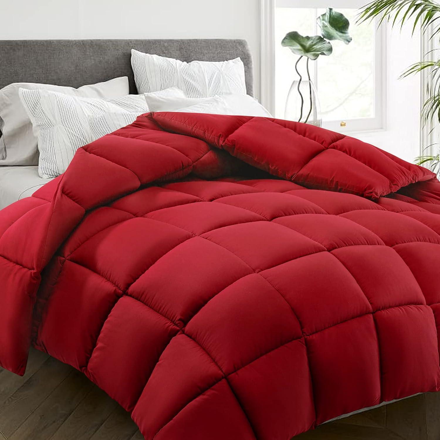 WangSiDun Down Alternative Comforters, All Season Red Comforters Machine Washable, Queen