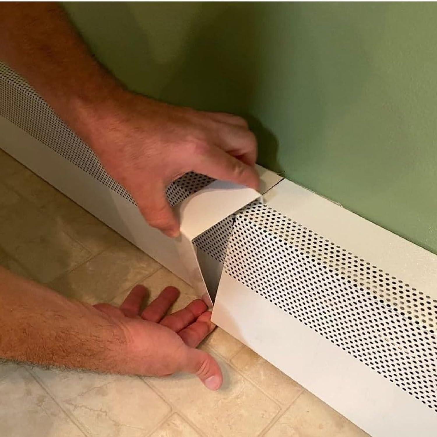 Baseboarders Baseboarders Basic Steel Easy Slip-On Baseboard Heater Cover Coupler - White