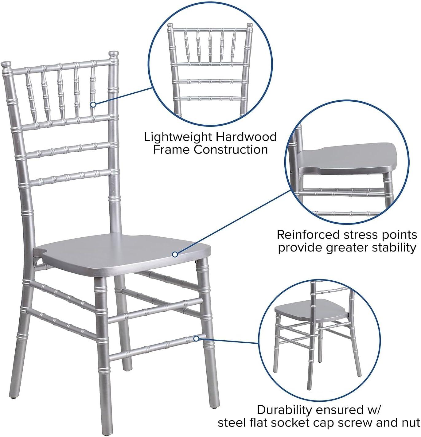 Elegant Silver Wood Chiavari Banquet Chair