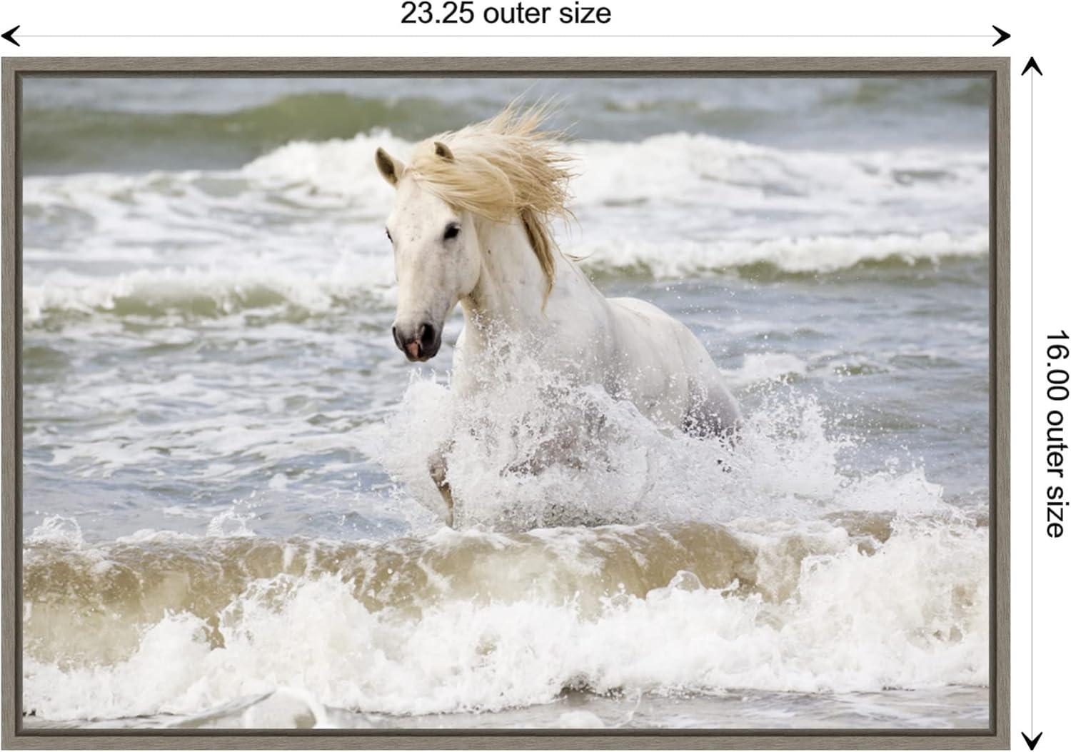 23"x16" Camargue Horse in the Surf by Ellen Goff Danita Delimont - Amanti Art: Modern Lithograph, Oceanic Animal