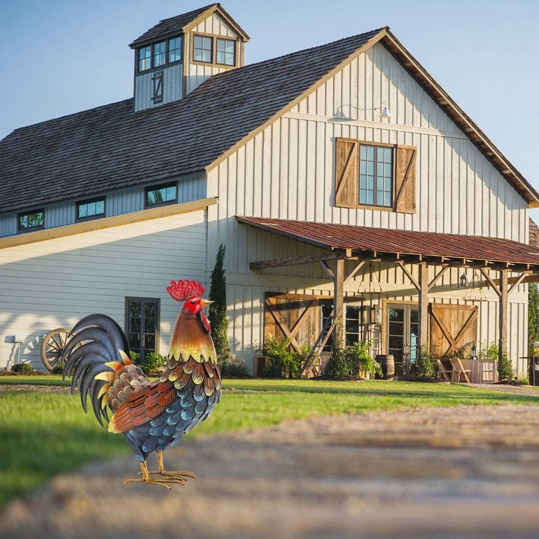 chisheen Metal Rooster Yard Decor Garden Statue Outdoor Chicken Decorations Sculpture for Backyard Patio Kitchen Lawn Ornaments Gifts for Mom C42
