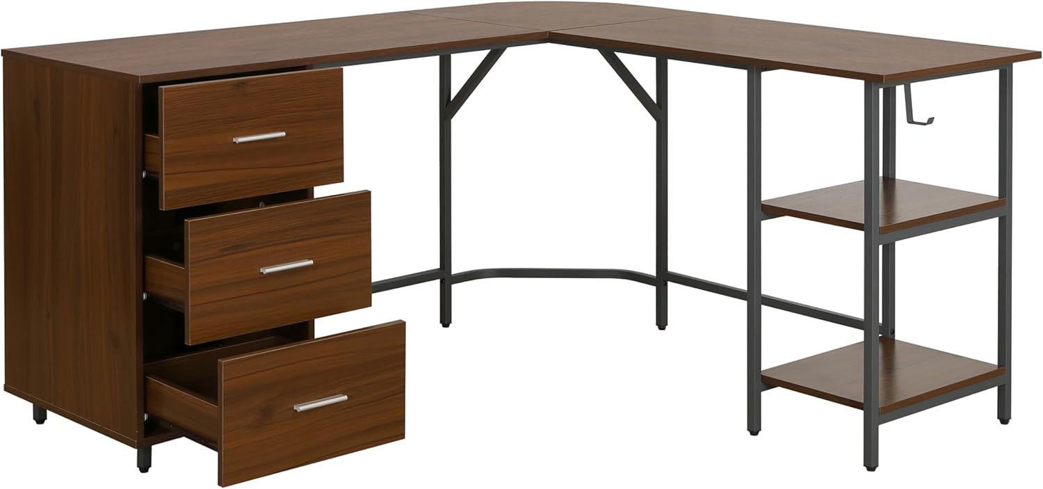 17 Stories Techni Mobili L-Shape Home Office Two-Tone Desk With Storage