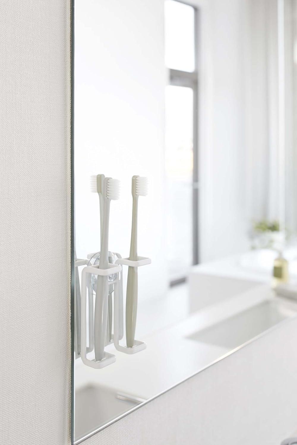 Yamazaki Home Tower Yamazaki Home Toothbrush Holder, Suction Cup Organizer For Bath, Steel, Water Resistant