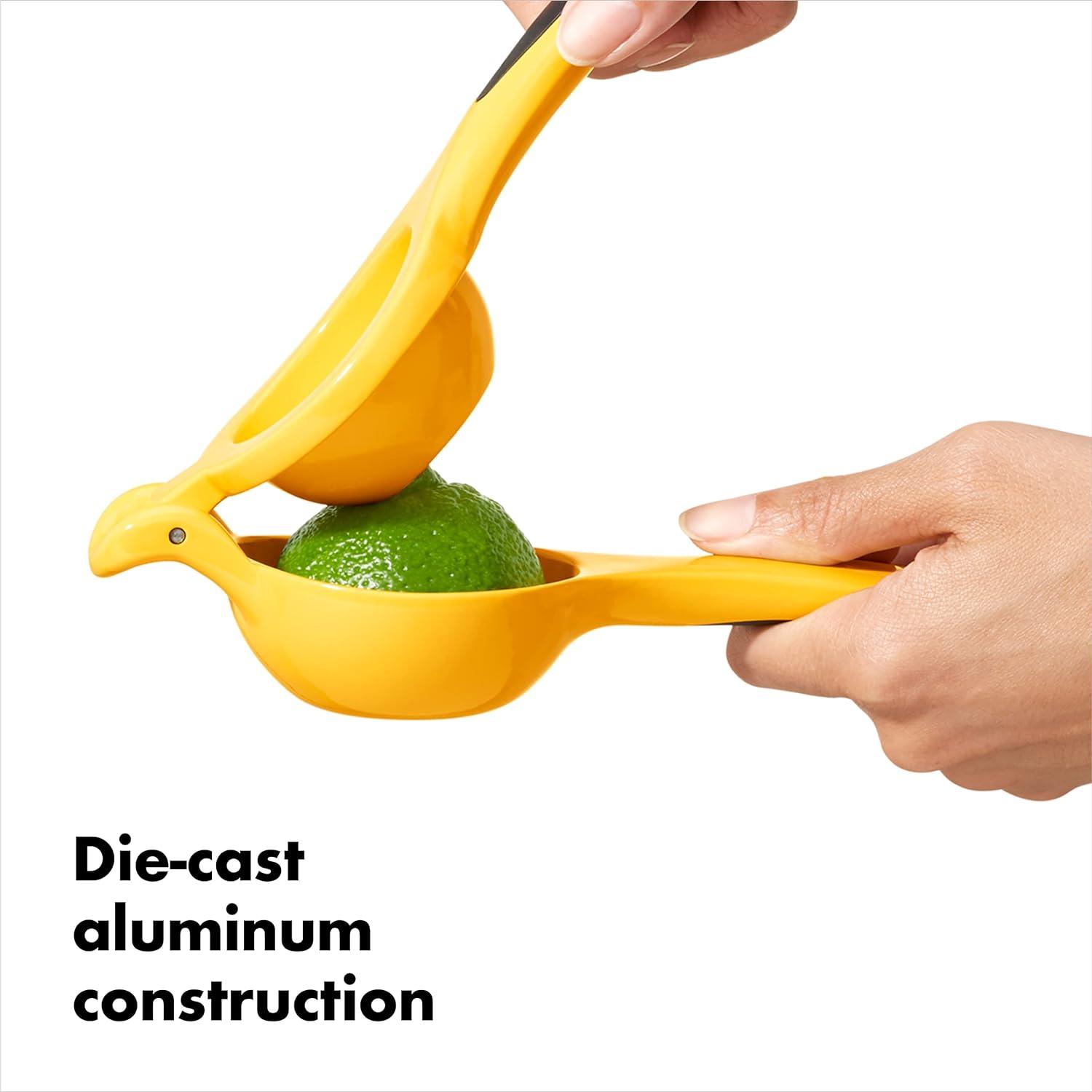 Yellow Plastic Manual Citrus Squeezer with Non-Slip Handle