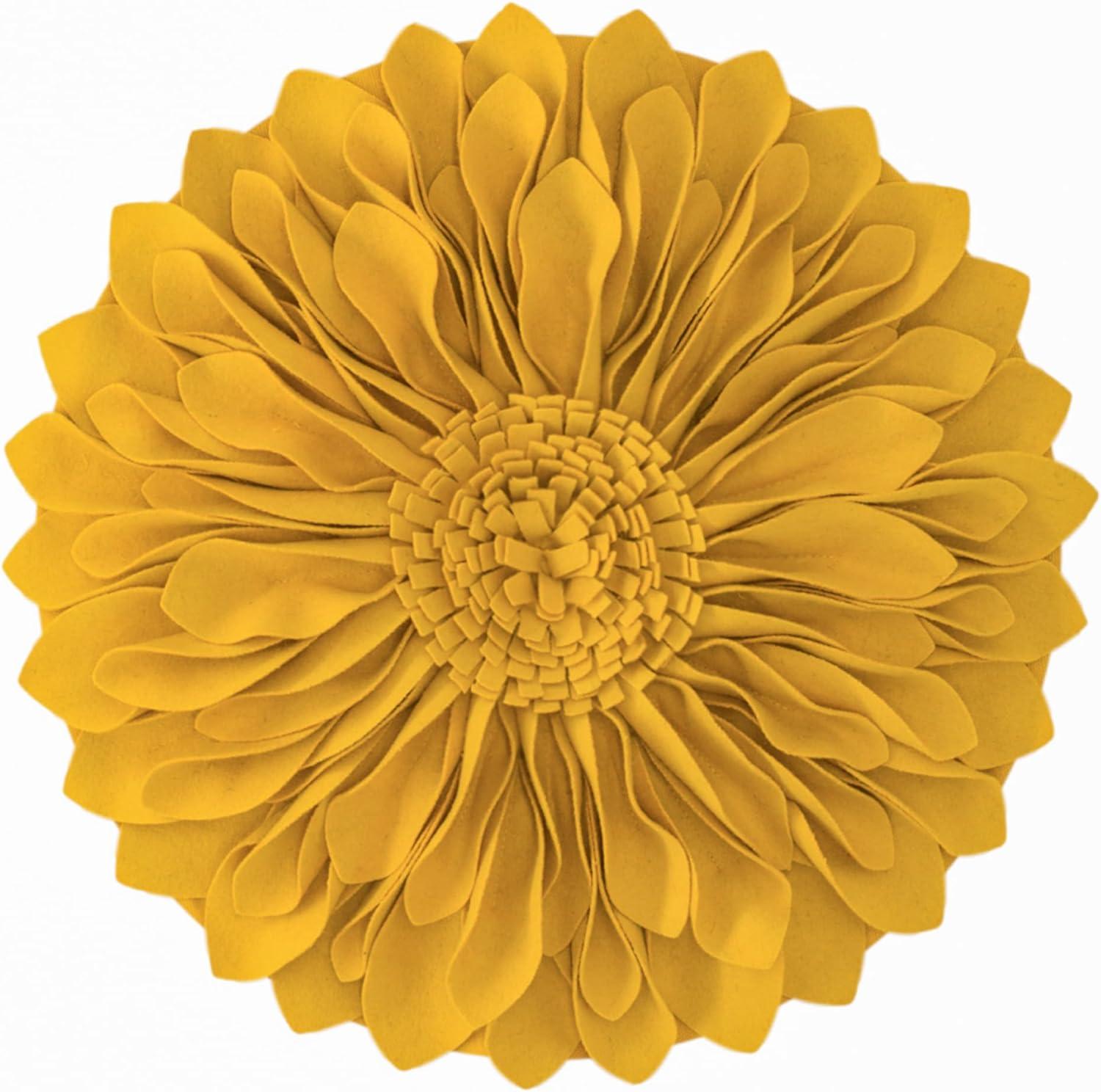 JWH Appliqued Throw Pillow 3D Sunflower Accent Pillow Cover & Insert