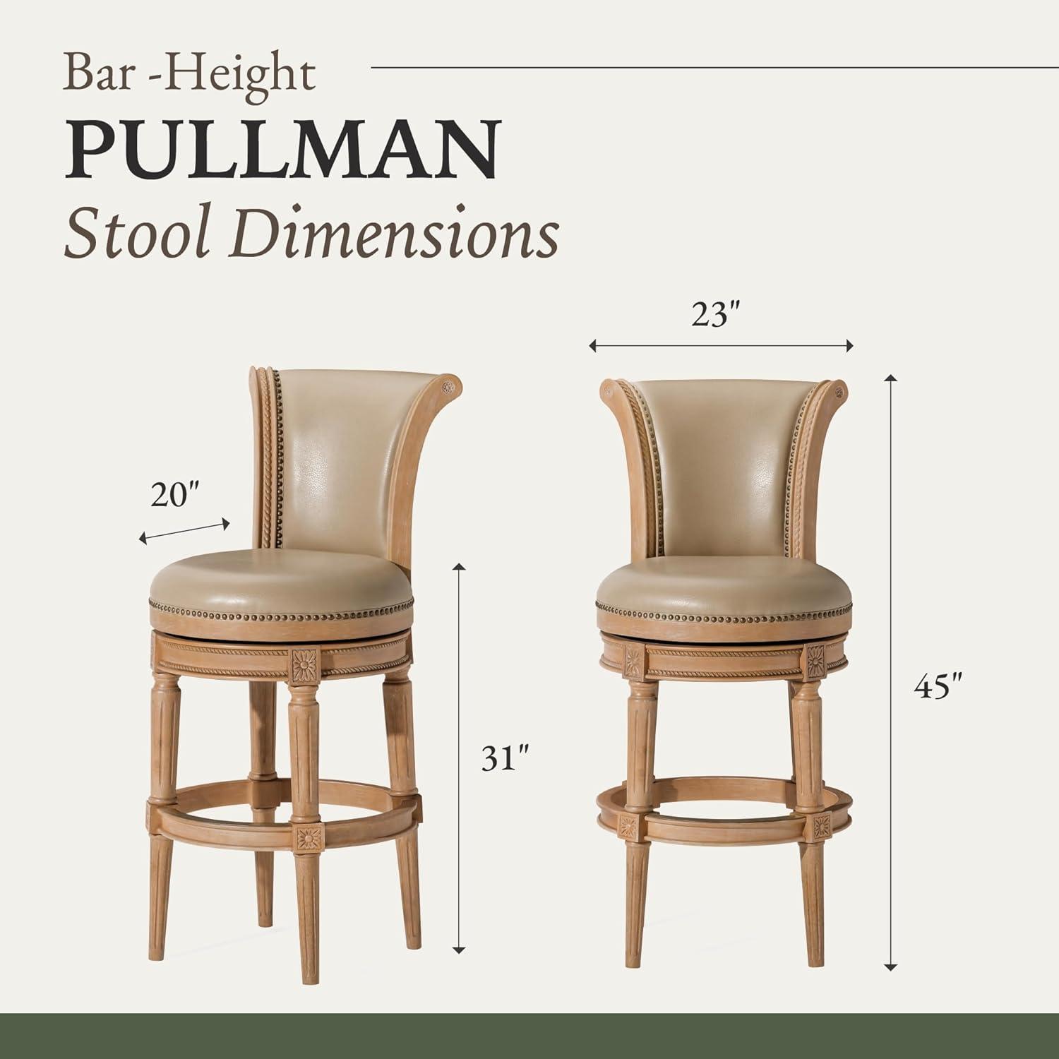 Maven Lane Pullman Bar Stool with Vegan Leather Upholstery