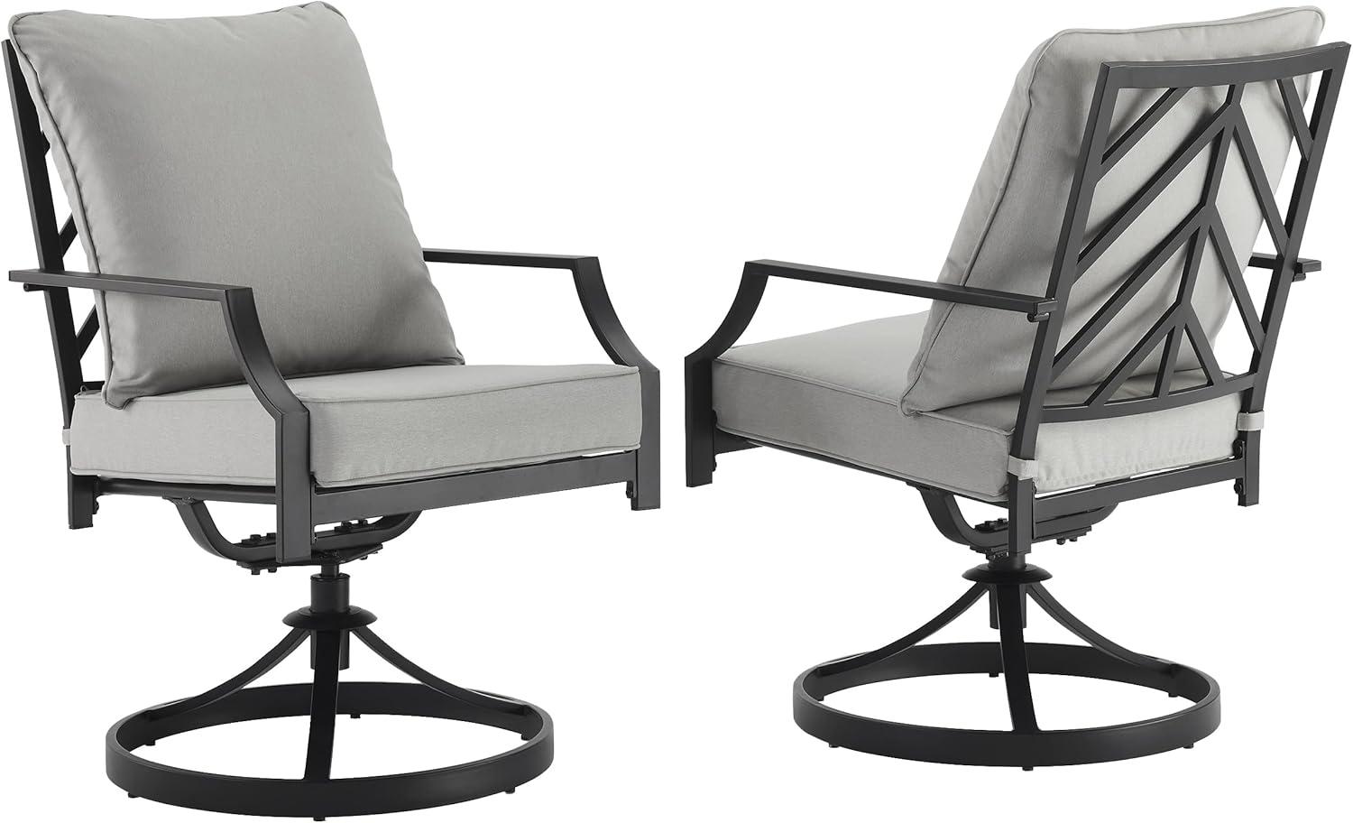 Crosley Furniture Otto 19" Metal Outdoor Dining Chair in Black /Gray (Set of 2)