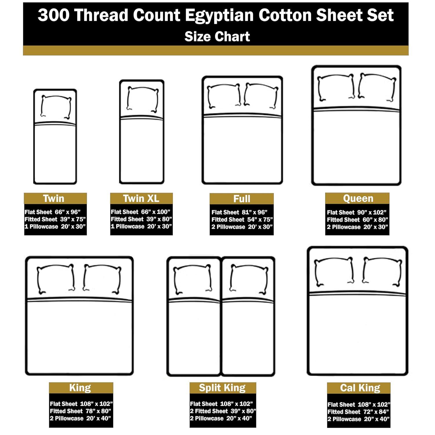 Superior 300 Thread Count Certified Egyptian Cotton Blend Solid Deep Pocket Bed Sheet Set